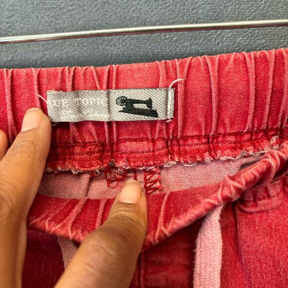 Blue Topic Denim Joggers Red Stretchy Waist Drawstring Womens Medium Streetwear - Picture 5 of 13